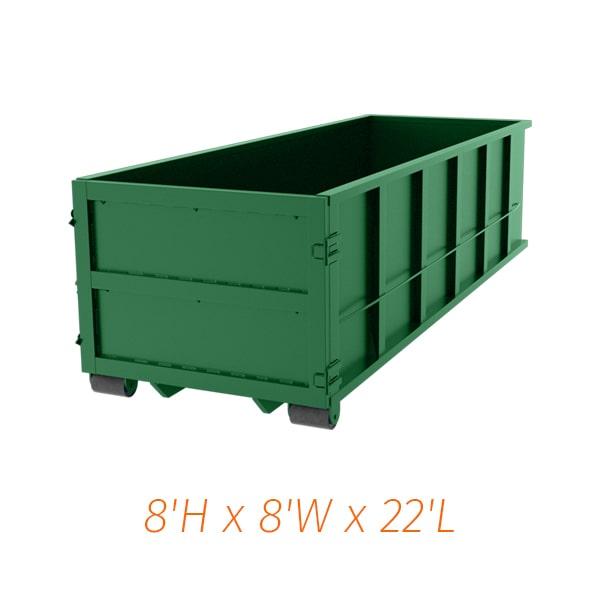 40 yard dumpsters have a weight capacity of up to 8 tons